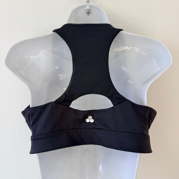 Set of 2 Black Tech Gear Center Zipper Workout Bras Size Large Fitness Running - Picture 4 of 7